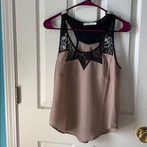 lush brand Mauve & black chiffon tank top